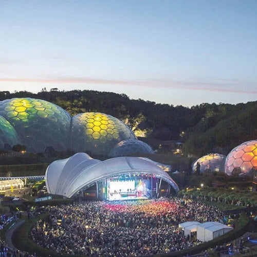 Outdoor concert event at Eden Project  at night