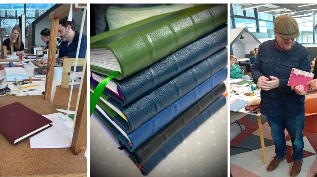Leather quarter-bound book binding with Tom O’Reilly